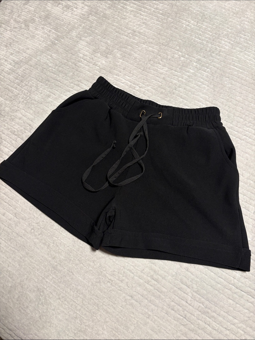 Women's Black Elastic Waist Casual Shorts